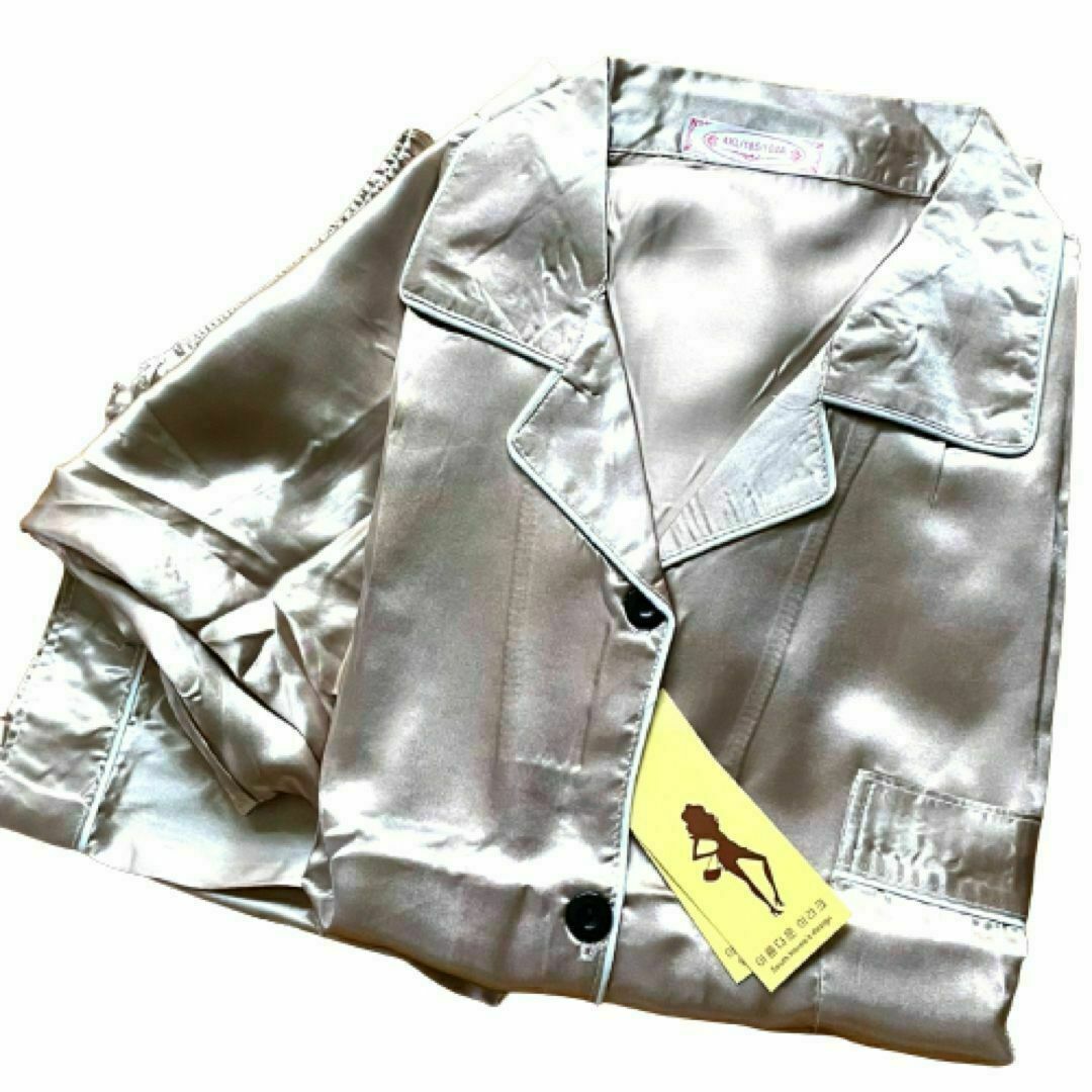 シルク♡パジャマ 4XL 大きいサイズ サテン ゴールド ルームウェア 部屋着♡ レディースのルームウェア/パジャマ(パジャマ)の商品写真