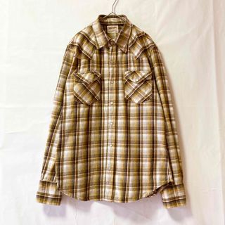 Wrangler - ラングラー ウエスタン ヘビーネルシャツ 厚手 硝子ボタン