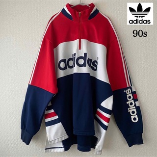 アディダス(adidas)のadidas 90s トレーナー ハーフジップ 袖ロゴプリント バックロゴ(スウェット)