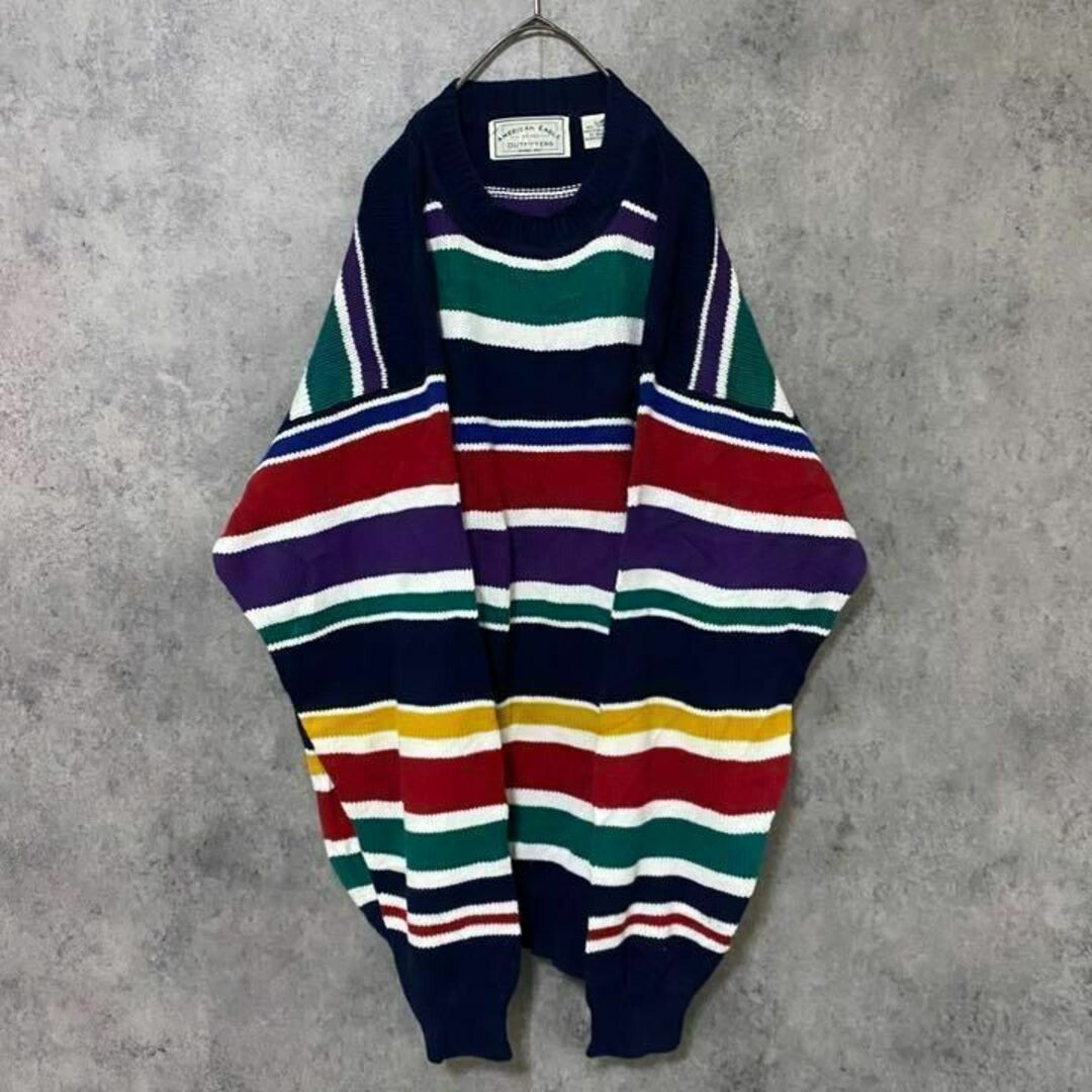 ヴィンテージ90s vintage 総柄ニット　メンズ　XL 　個性派　奇抜　F4