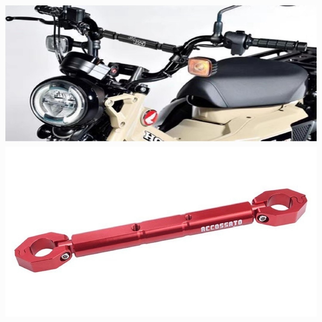 ホンダ(ホンダ)のハンターカブ 汎用 ハンドルブレース 外径φ22 mm ハンドルバー用 レッド 自動車/バイクのバイク(パーツ)の商品写真