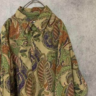 90s vintage 柄シャツ　長袖　メンズ　日本製　レーヨン　　A3