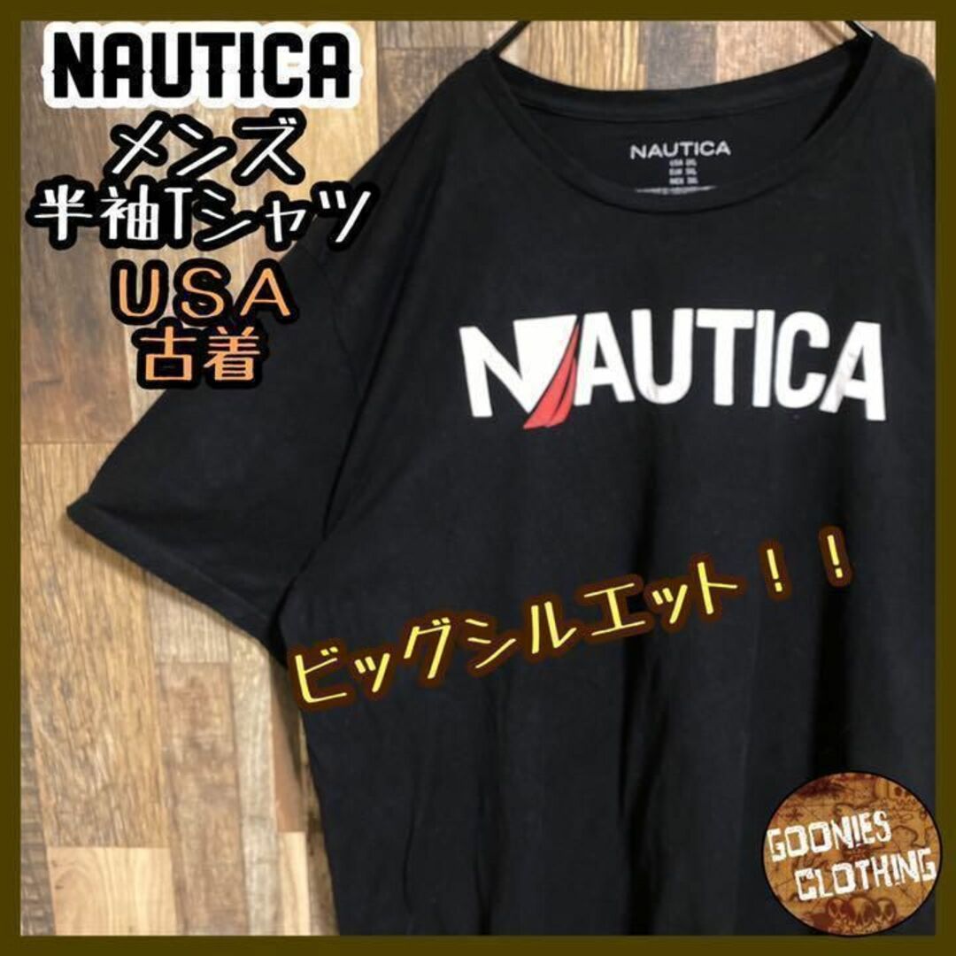 本物ノーティカNAUTICAコットンプリントデカビッグ半袖Tシャツメンズ2XL