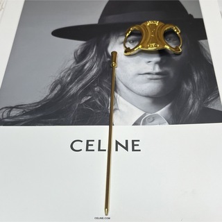 celine - セリーヌ CELINE カーシブヘアクリップ ロゴ バレッタ べっ甲