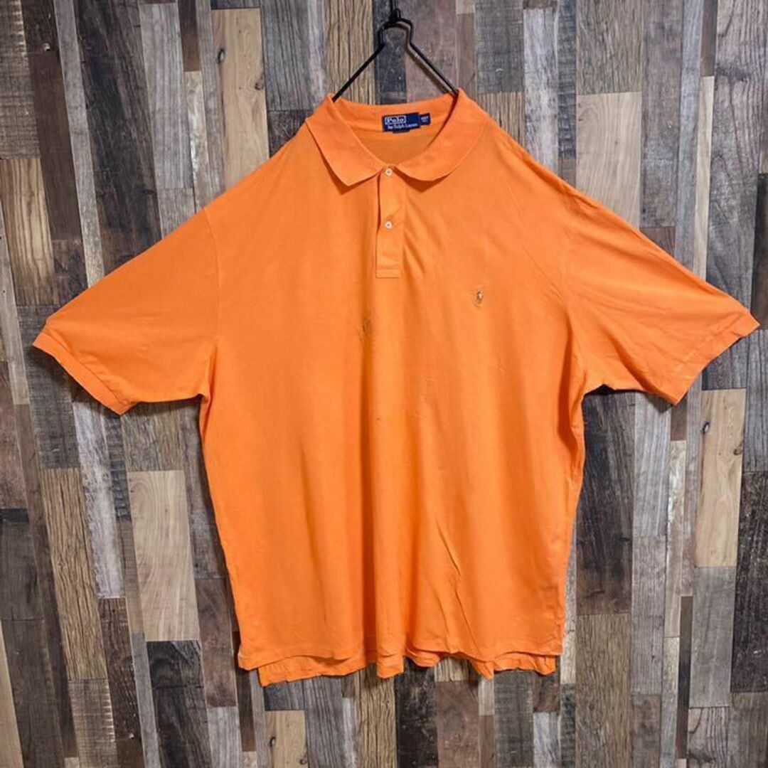 ラルフローレン ビッグサイズ ピーチオレンジ ポロシャツ ロゴ 刺繍 USA 2