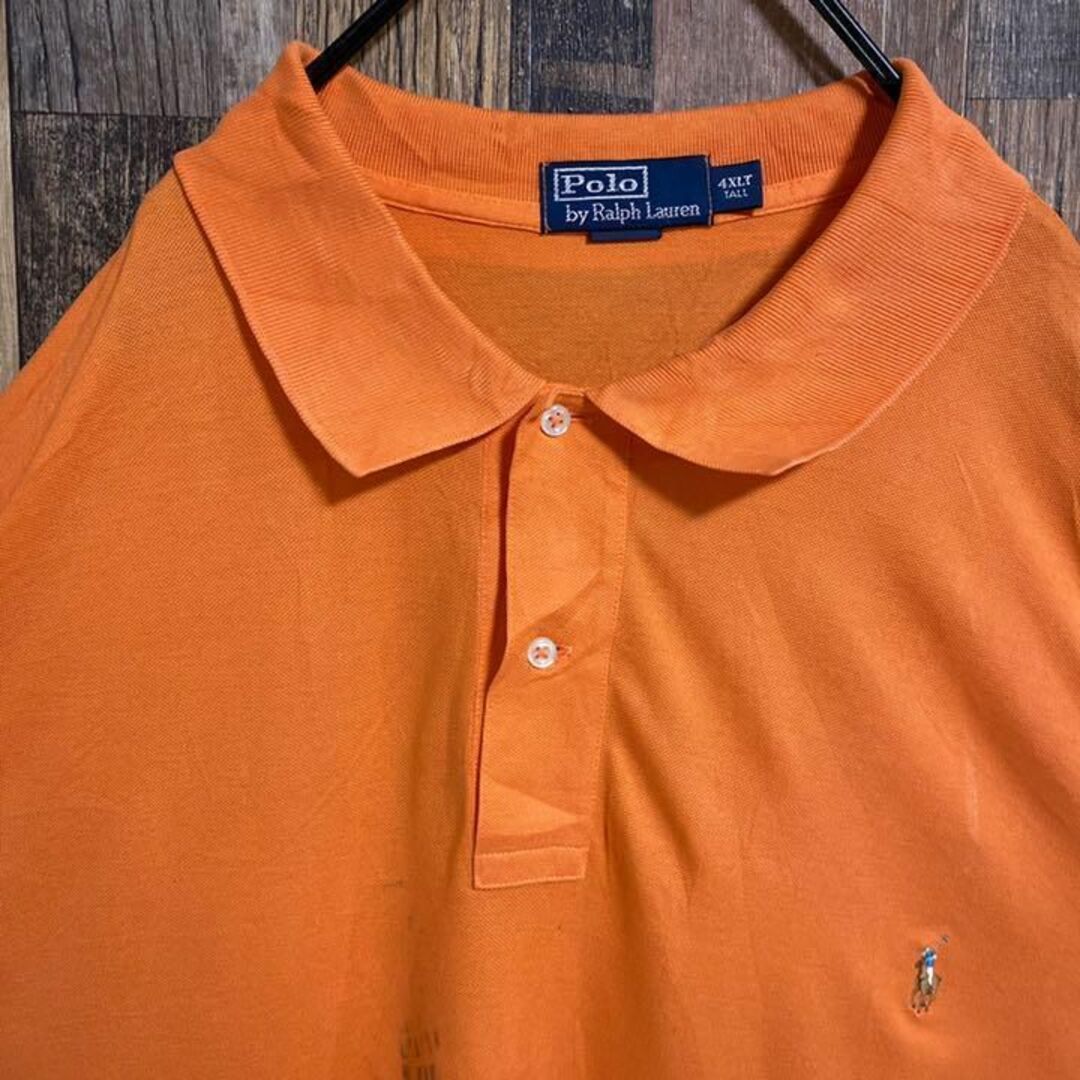 ラルフローレン ビッグサイズ ピーチオレンジ ポロシャツ ロゴ 刺繍 USA 4