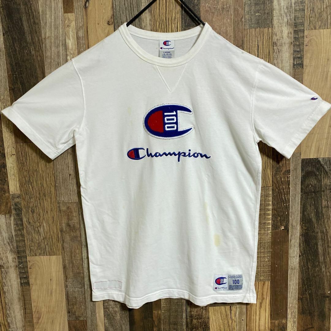 チャンピオン メンズ 半袖 Tシャツ 白 ロゴ 100 USA 90s