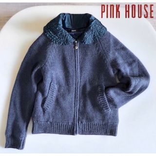 ピンクハウス(PINK HOUSE)のアンアントモコ様★美品【ピンクハウス】ピコフリルジップフーディパーカー ニット(ブルゾン)