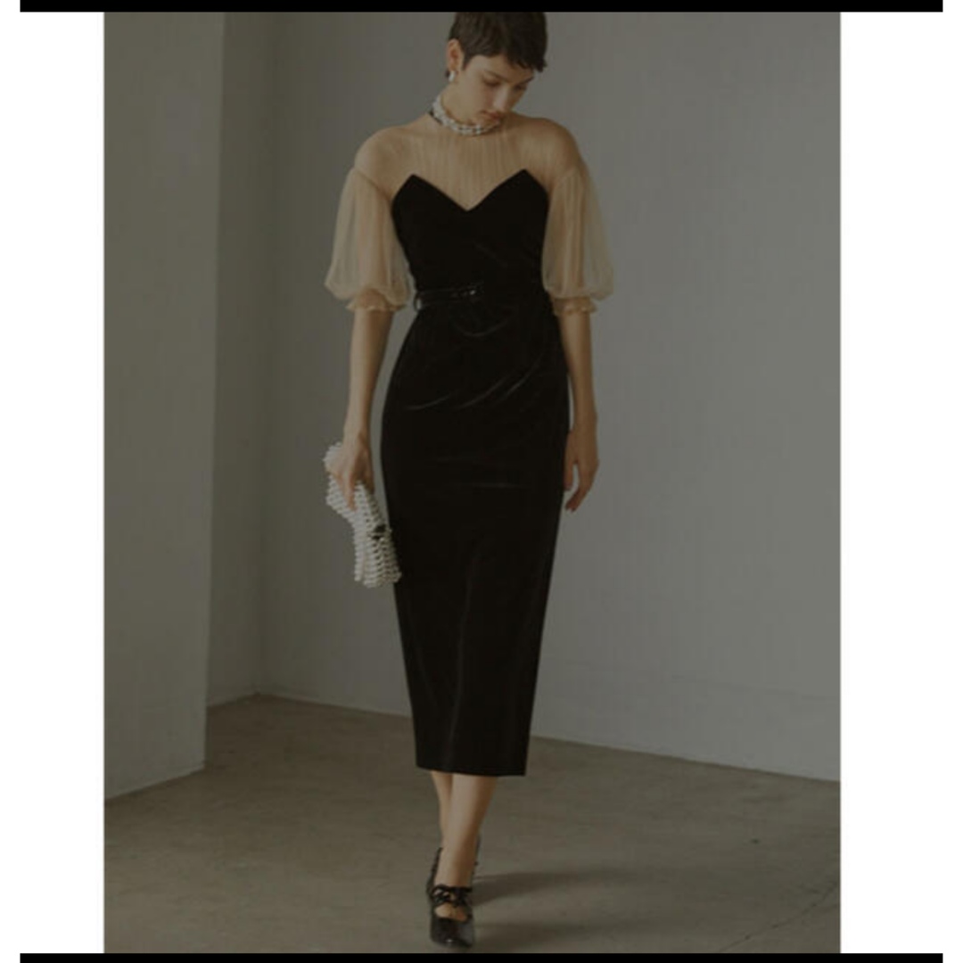 Ameri VINTAGE(アメリヴィンテージ)のameri vintage TULLE SLEEVE TIGHT DRESS M レディースのフォーマル/ドレス(ロングドレス)の商品写真