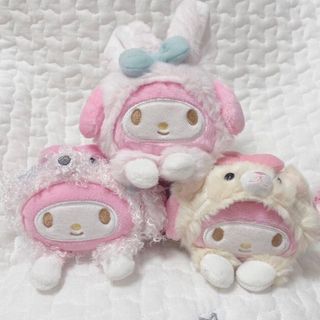 マイメロディ(マイメロディ)のマイメロディ　まめぷちシリーズ　いぬ　ねこ　うさぎ　マスコットセット　ぬいぐるみ(ぬいぐるみ)