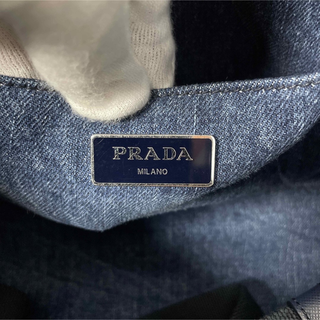 PRADA(プラダ)のPrada 美品 2way ビジュー カナパ S デニム ハンドバッグ プラダ レディースのバッグ(ショルダーバッグ)の商品写真