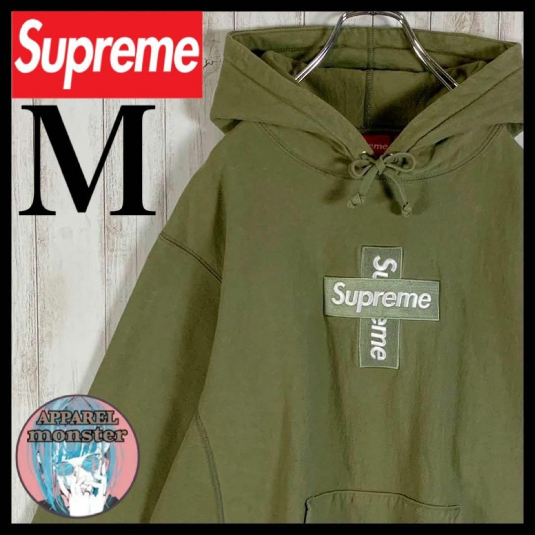 Supreme cross box logo クロス パーカー オリーブMサイズ