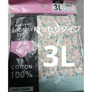 【複数OK】新品ショーツ パンツ ゆったりタイプ コットン 綿100%3L桃花柄(ショーツ)