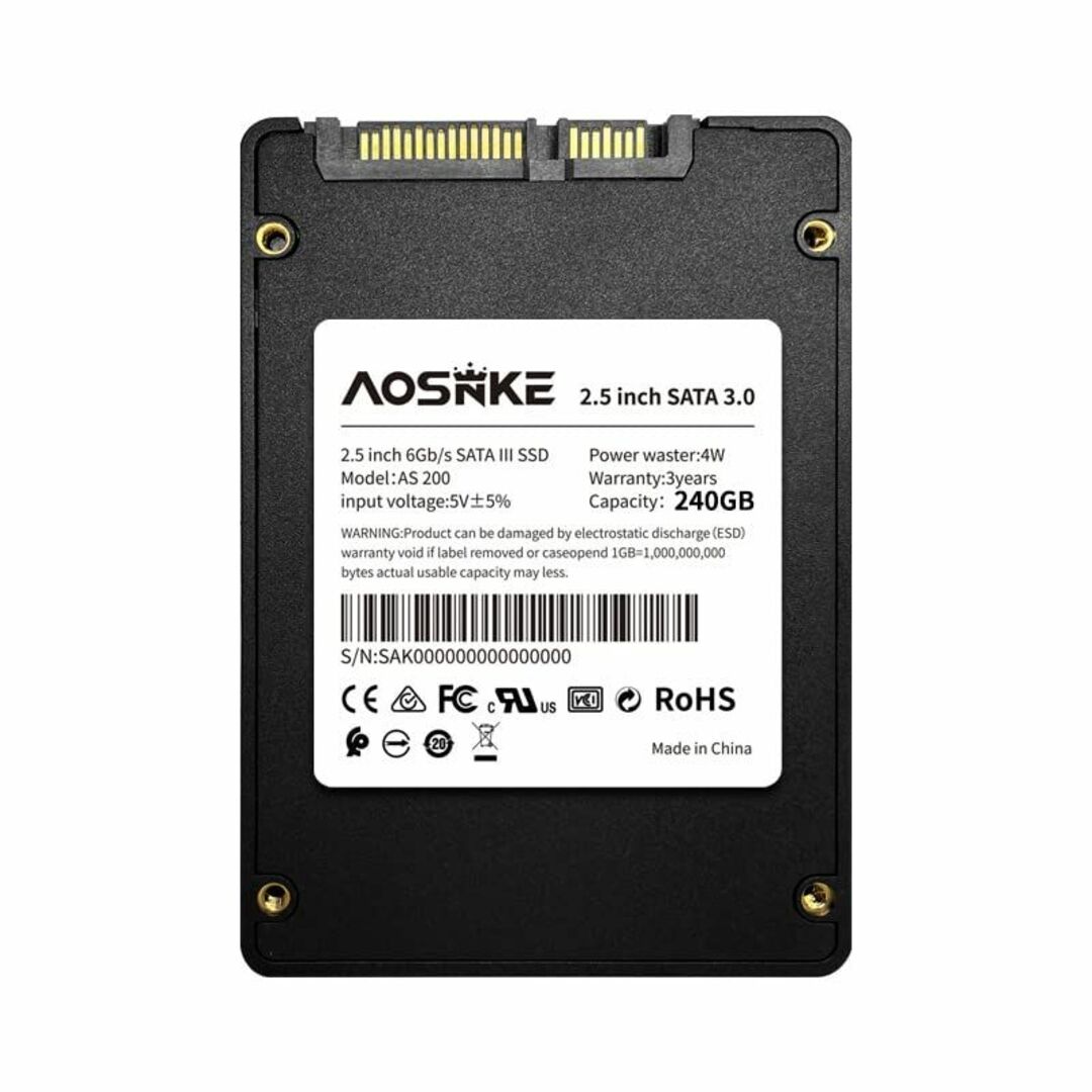 AOSNKE SSD240GB 内蔵 2.5インチ 3D NAND採用 SATA 2