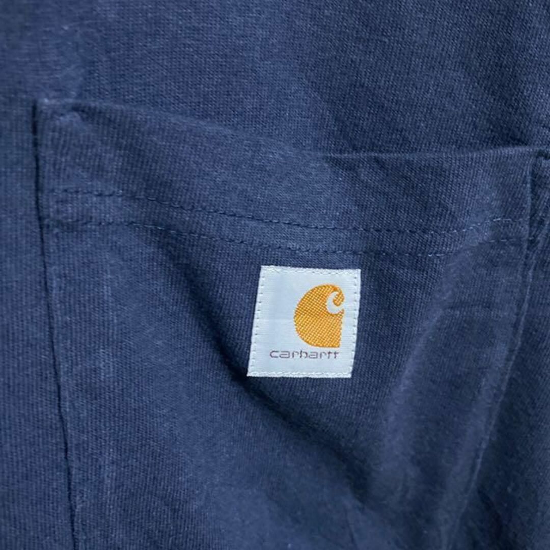 Tシャツ ポケット カーハート ロゴ ネイビー USA 半袖 メンズ 紺