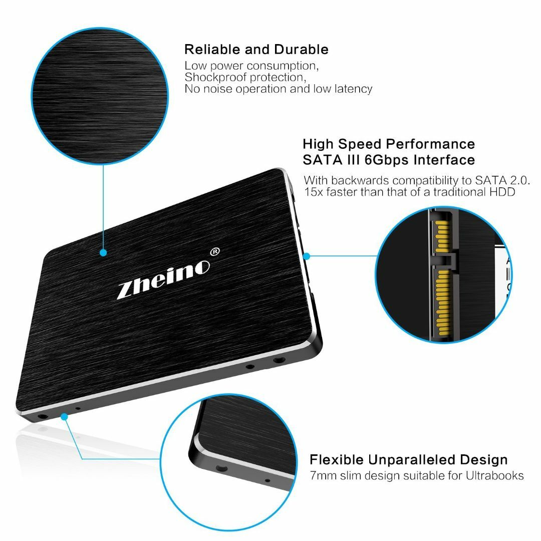 Zheino SATA SSD 360GB 内蔵2.5インチ 7mm 3D Na 1