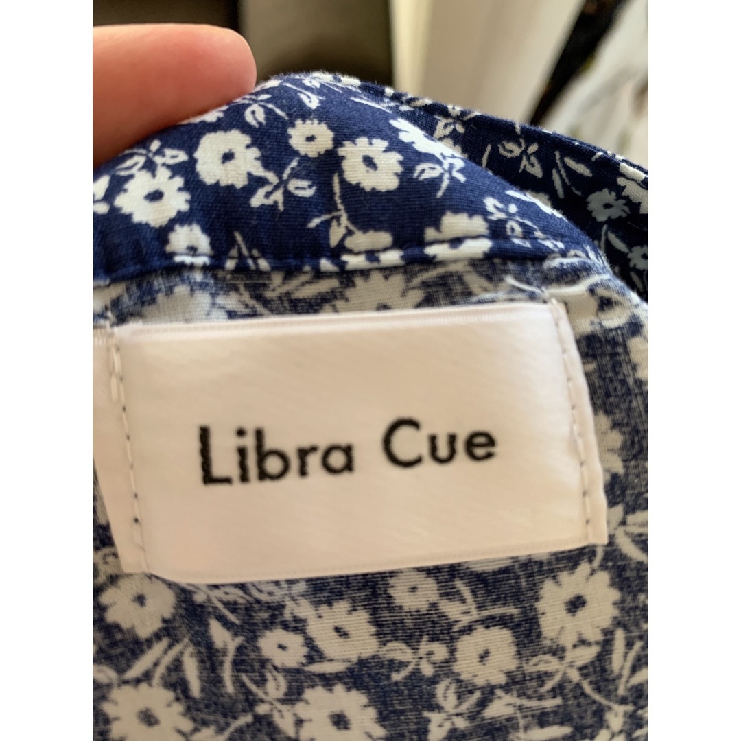 Libra cue バンドカラーフラワーワンピース　ブルー レディースのワンピース(ロングワンピース/マキシワンピース)の商品写真