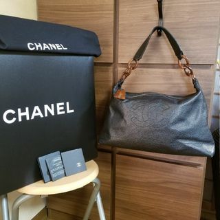 シャネル(CHANEL)の【シャネル】キャビアスキン ココマーク ワンショルダーバッグ ウッド プラチェー(ショルダーバッグ)