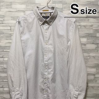 シャツ(shirts)のシャツ　長袖　S　ドット　ホワイト　水色　ボタンダウン　コットン　USA古着(シャツ)