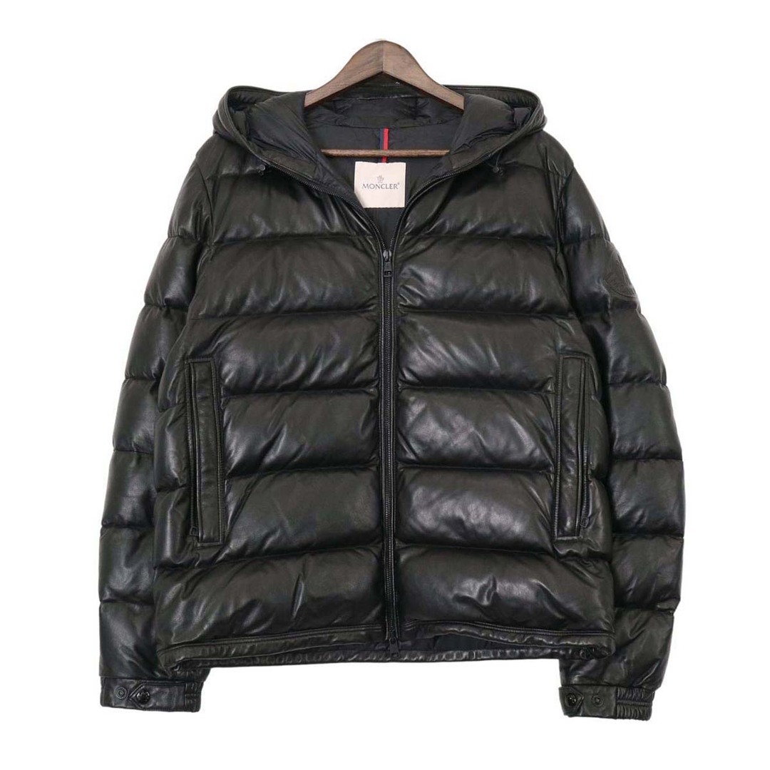 モンクレール GEBROULAZ GIUBBOTTO レザー ダウンジャケット 1A001 01 50118 メンズ ブラック MONCLER  【アパレル・小物】