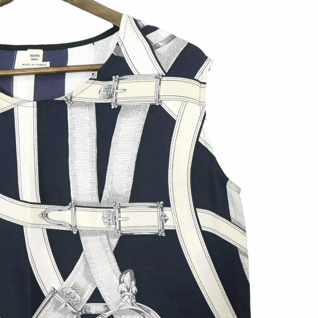 Hermes - エルメス ベルト柄 シルク チュニック レディース ネイビー