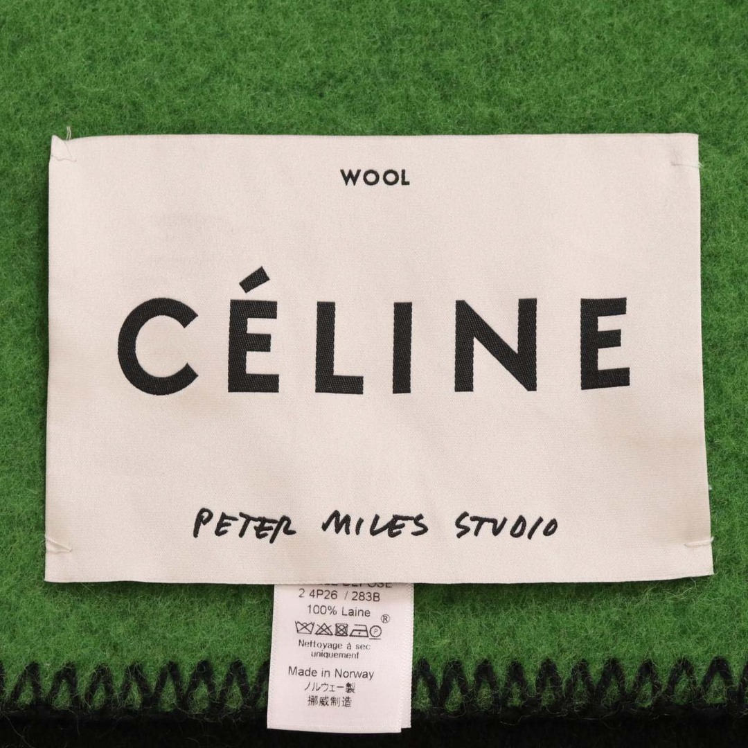 celine(セリーヌ)のセリーヌ Peter Miles Studio ピーターマイルズ ブランケット ユニセックス ブラック グリーン CELINE 【中古】 【アパレル・小物】 インテリア/住まい/日用品の寝具(毛布)の商品写真