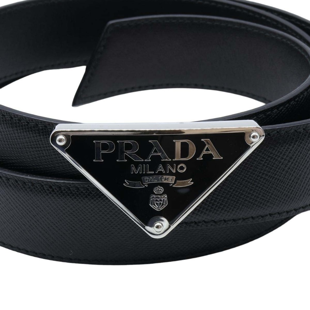 ■極美品■ PRADA プラダ サフィアーノレザー トライアングルロゴ リバーシブル ベルト 表記サイズ 34/85 ブラウン系×ブラック系 AR4606