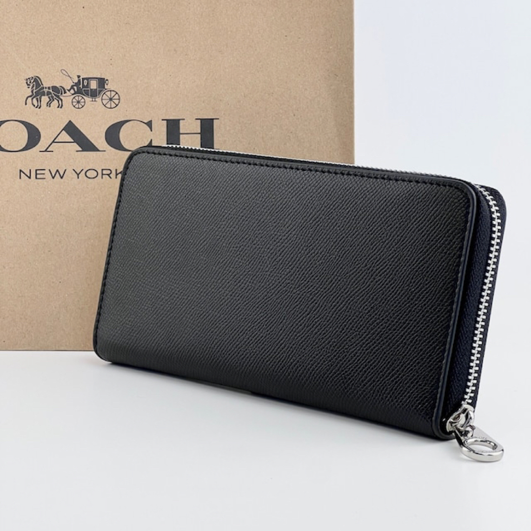 新品 未使用 COACH コーチ 長財布 クロスグレーンレザー ジップアラウンド
