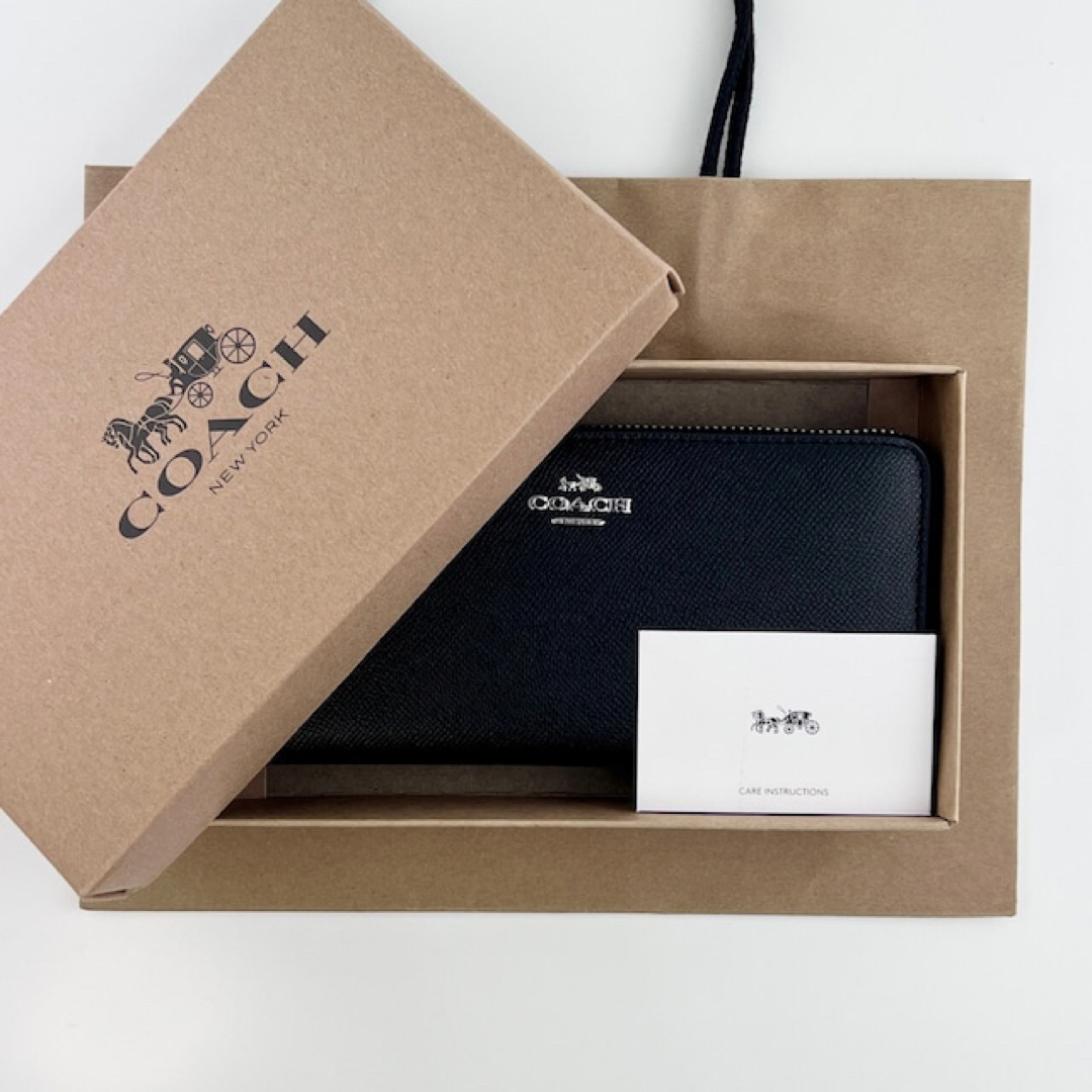 新品 未使用 COACH コーチ 長財布 クロスグレーンレザー ジップアラウンド