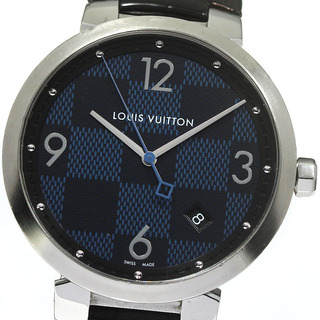 ルイヴィトン(LOUIS VUITTON)のベルト訳あり ルイ・ヴィトン LOUIS VUITTON QA026 タンブール ダミエ デイト クォーツ メンズ _768096(腕時計(アナログ))