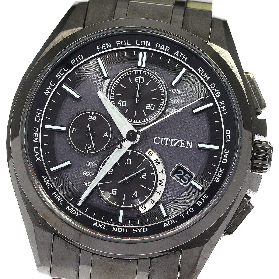 シチズン CITIZEN H804-T019731/AT8044-56E アテッサ エコドライブ デイト ソーラー電波 メンズ 美品 箱・保証書付き_771500