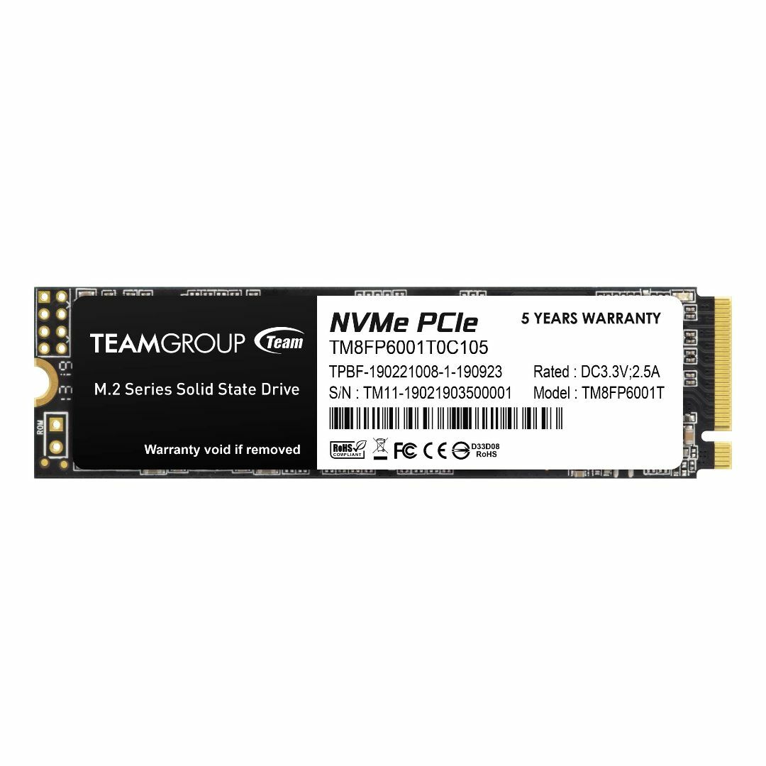 Team M.2 2280 NVMe SSD 1TB PCIe Gen3x4 M