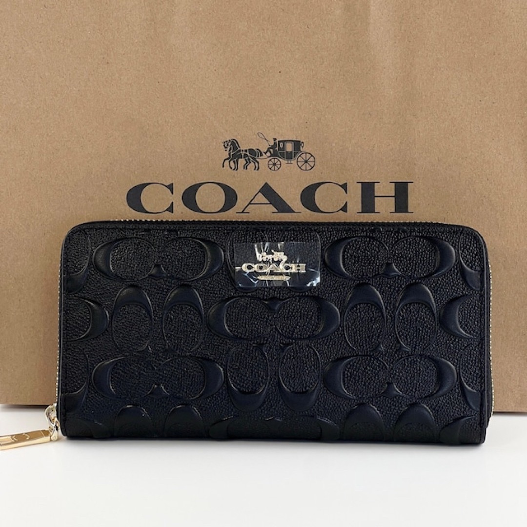 COACH(コーチ)の新品 未使用 COACH コーチ 長財布 シグネチャー ブラック 黒 レディース レディースのファッション小物(財布)の商品写真