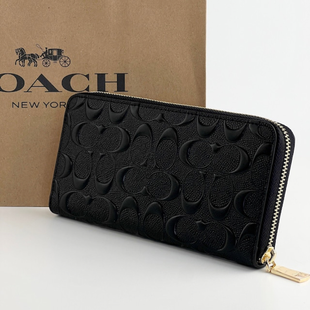 COACH(コーチ)の新品 未使用 COACH コーチ 長財布 シグネチャー ブラック 黒 レディース レディースのファッション小物(財布)の商品写真