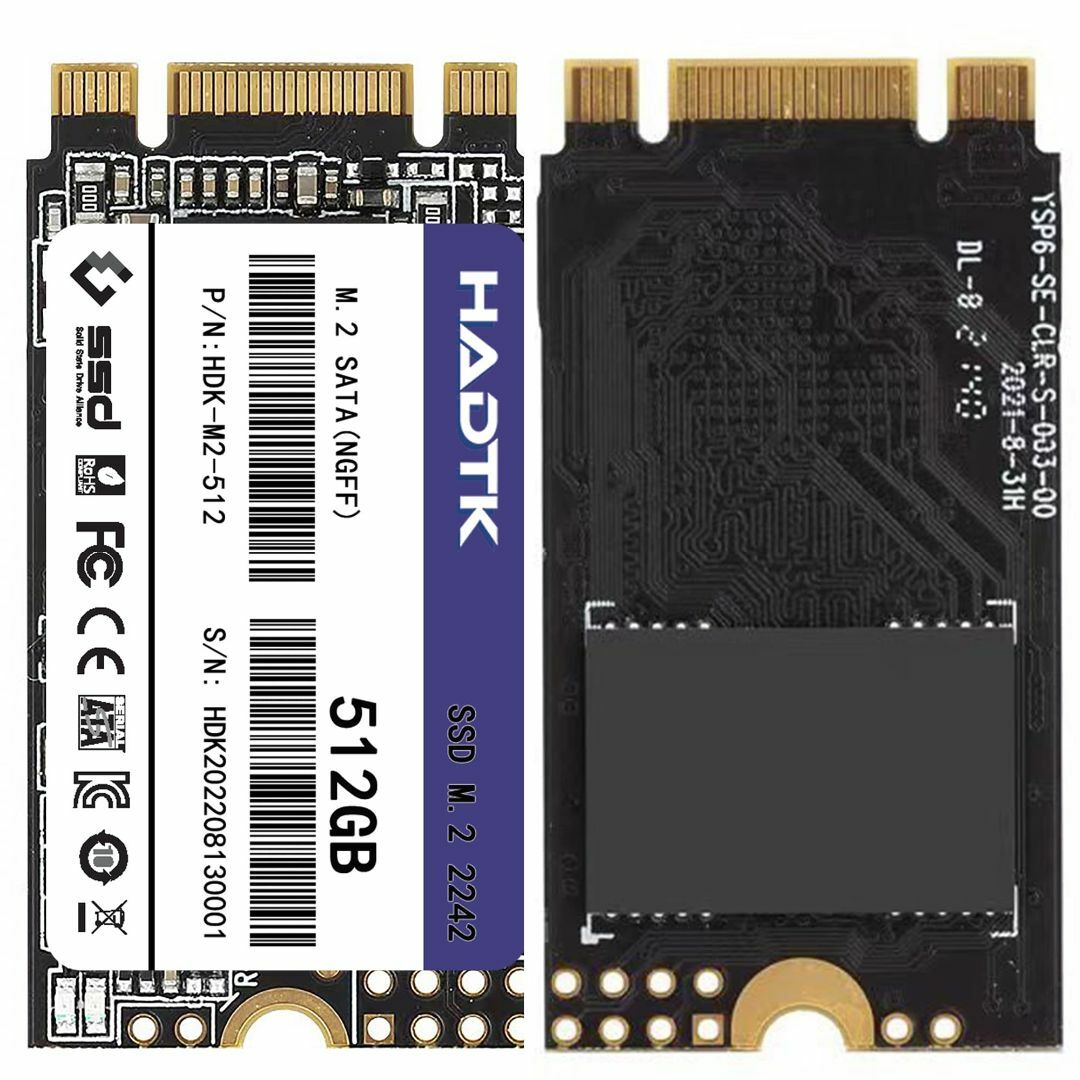 HADTK 512GB 2242 NGFF(M.2 SATA) 内蔵SSD 3D 3