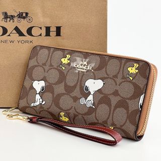 人気 COACH コーチ 長財布 ブラウン スヌーピー レディース 新品