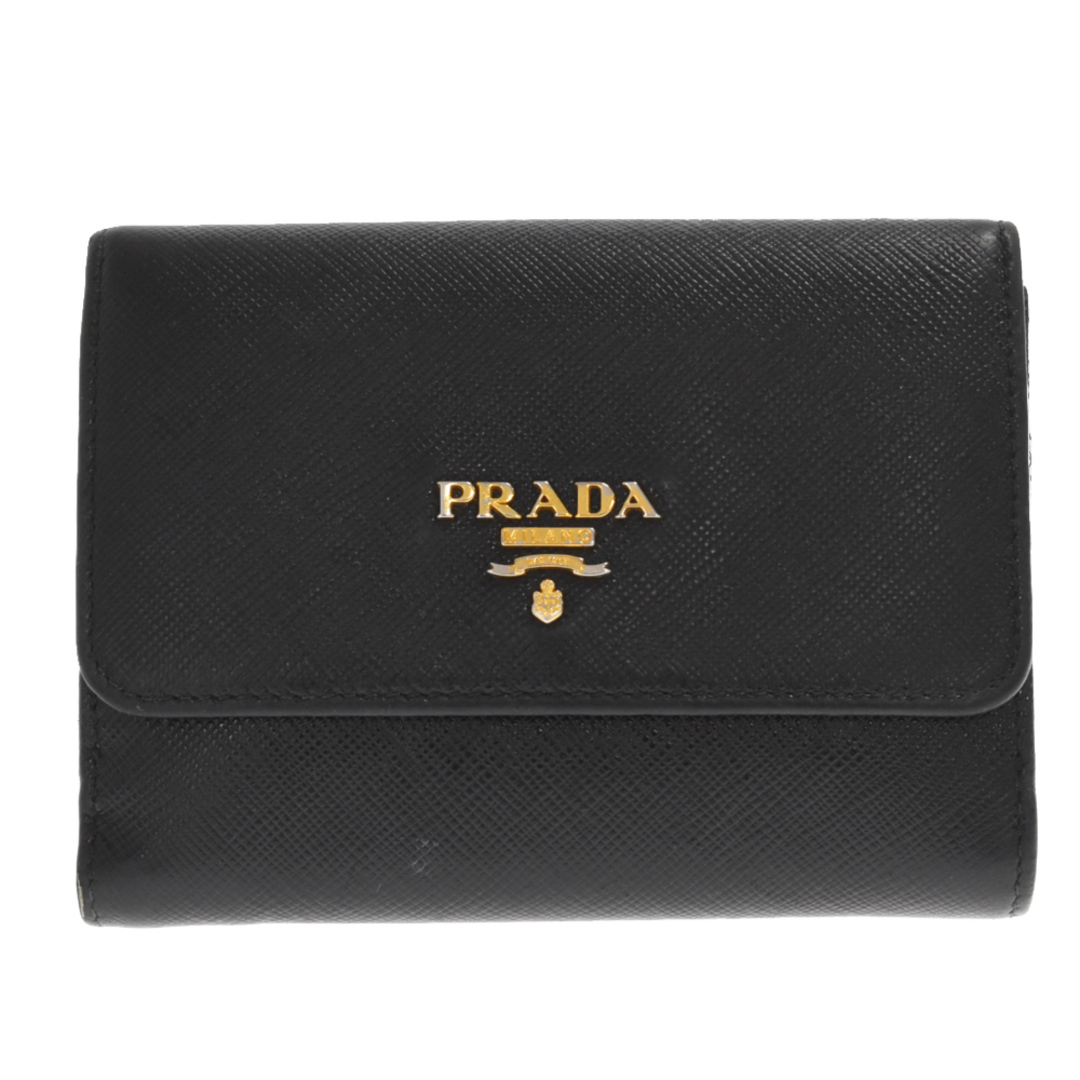 PRADA プラダ SAFFIANO MULTI サフィアーノ マルチ Wホック二つ折り財布 1MH523 ブラック93センチ横幅