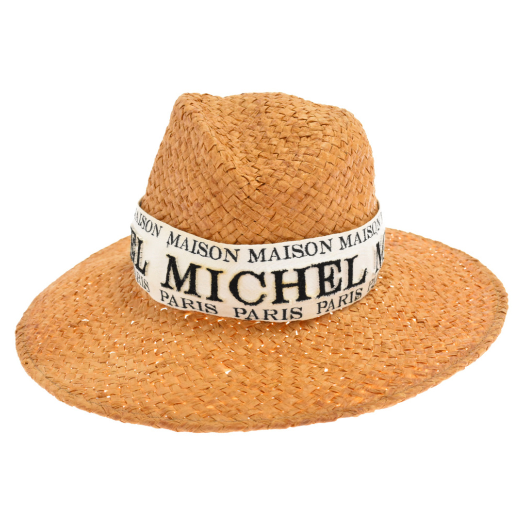 MAISON MICHEL メゾンミッシェル ロゴ刺繍 中折れハット 麦わら帽子