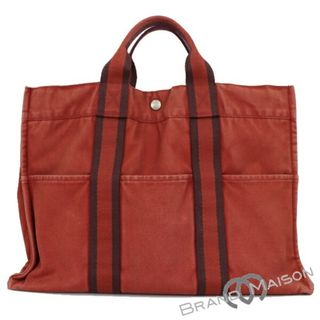 エルメス(Hermes)のBランク エルメス フールトゥMM ハンドバッグ ボルドー コットンキャンバス レディース HERMES 【中古】(ハンドバッグ)