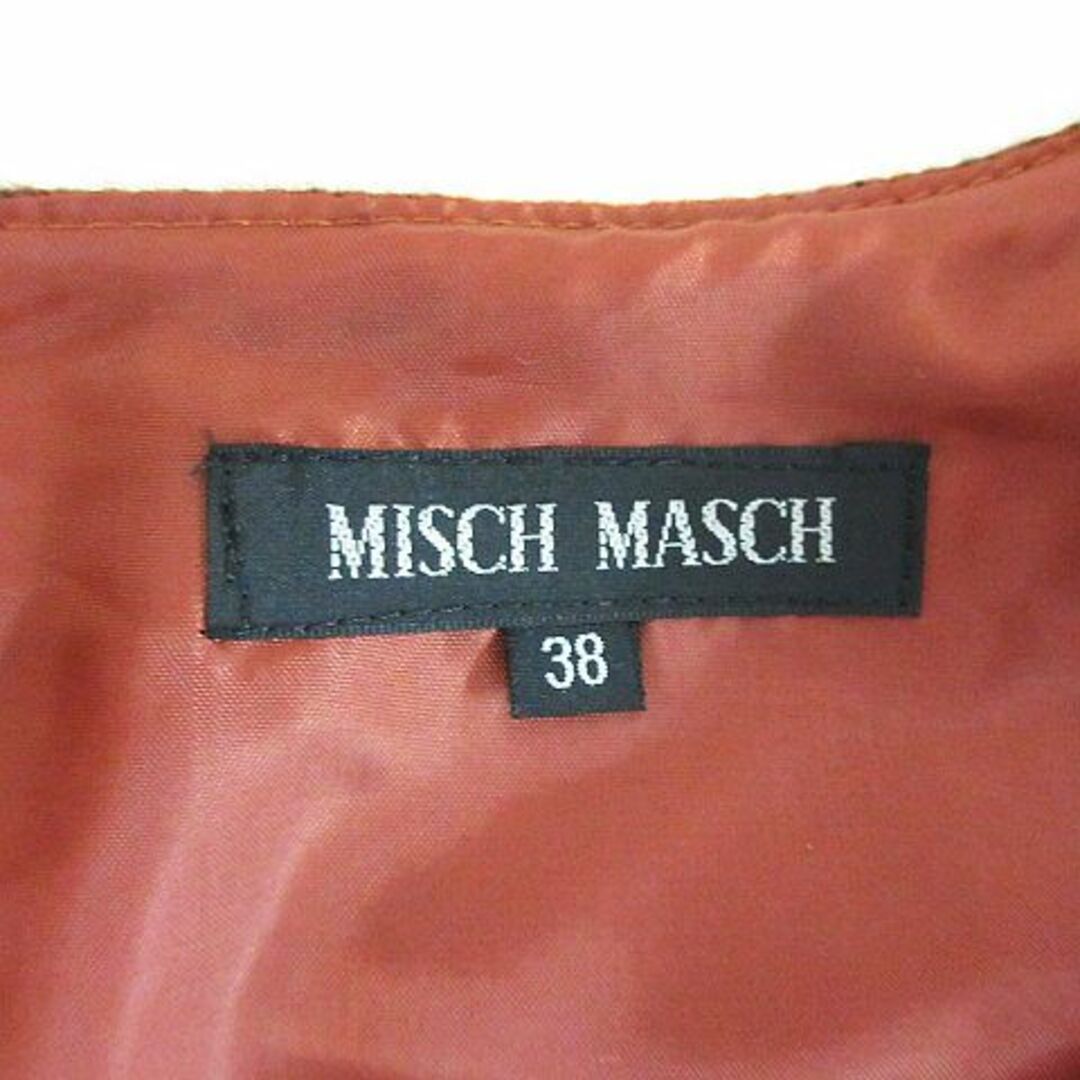 MISCH MASCH(ミッシュマッシュ)のミッシュマッシュ ワンピース 半袖 ひざ丈 ボックスチェック 38 ブラウン系 レディースのワンピース(ひざ丈ワンピース)の商品写真