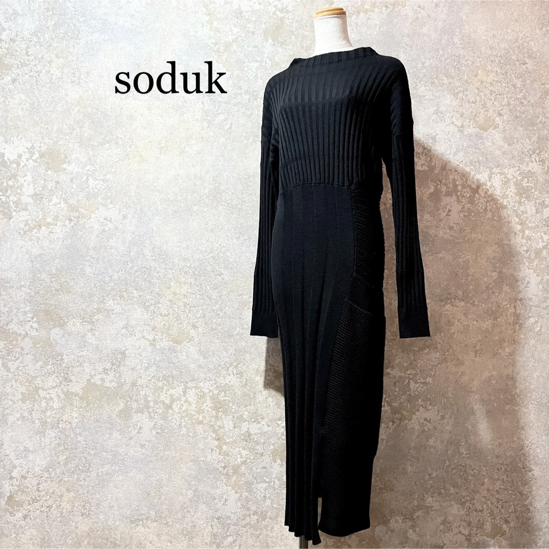 soduk スドーク パッチワーク ロングニットワンピース - ロングワンピース
