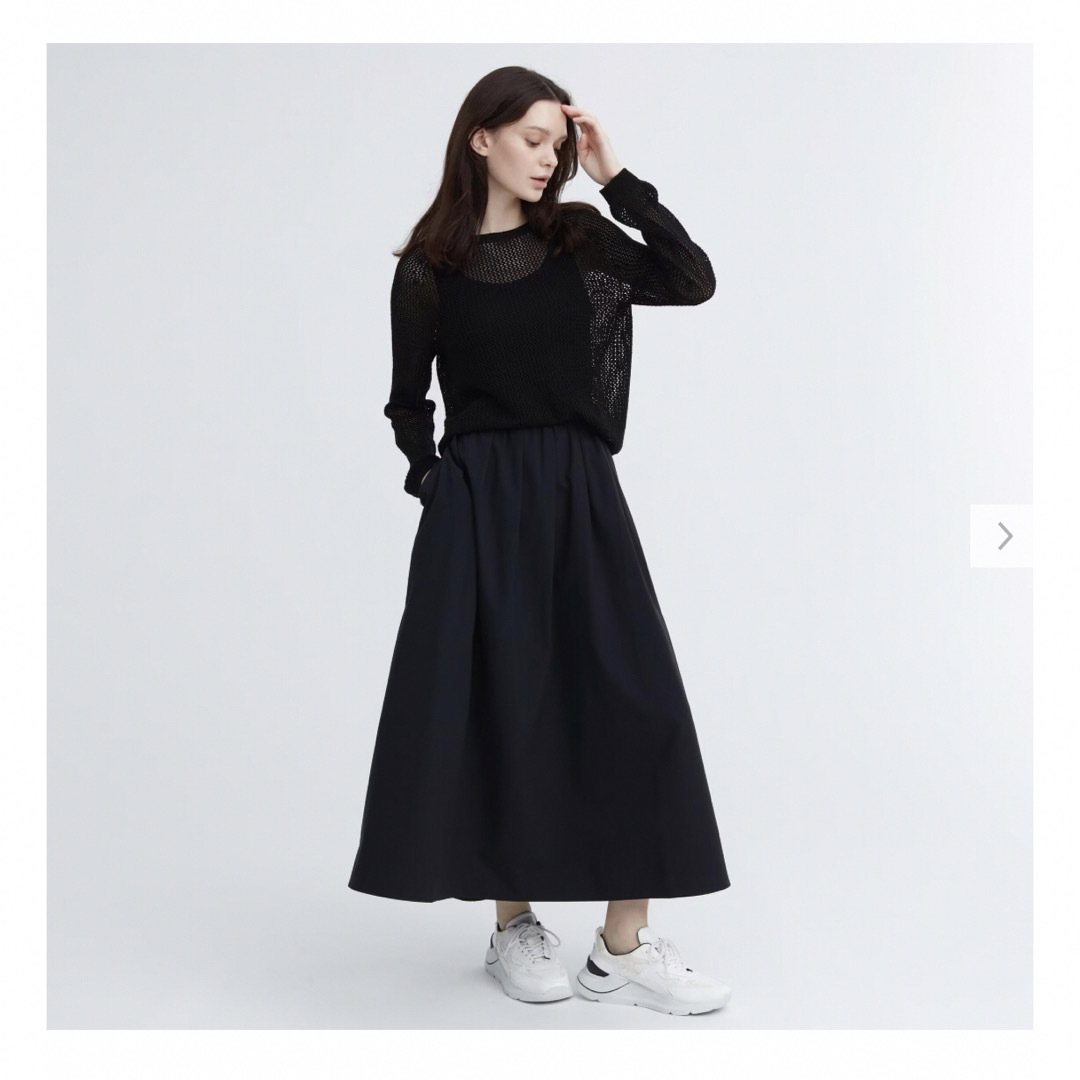 UNIQLO(ユニクロ)のUNIQLO WOMEN ボリュームロングスカート BLACK Sサイズ 丈標準 レディースのスカート(ロングスカート)の商品写真