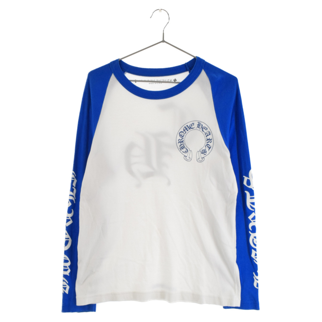 Chrome Hearts(クロムハーツ)のCHROME HEARTS クロムハーツ Raglan Sleeve Tee バックCHプリントラグランスリーブTシャツ 長袖カットソー ロンT ブルー/ホワイト メンズのトップス(Tシャツ/カットソー(七分/長袖))の商品写真