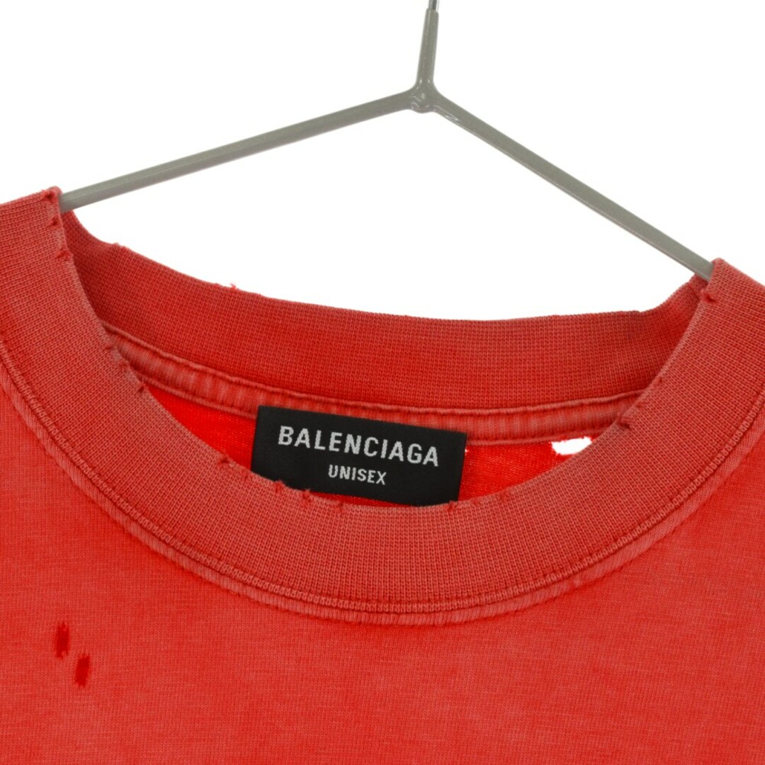 バレンシアガ  22SS  612966 TLVJ1 Maison Balenciagaクラッシュ加工Tシャツ メンズ M