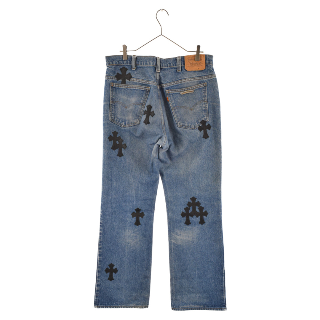 CHROME HEARTS クロムハーツ ×LEVI'S U VNTG JEAN BL/ORNG TAB リーバイス517 クロスパッチ付 ウォッシュドデニムパンツ インディゴ 1