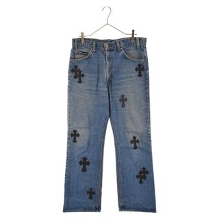 CHROME HEARTS クロムハーツ ×LEVI'S U VNTG JEAN BL/ORNG TAB リーバイス517 クロスパッチ付 ウォッシュドデニムパンツ インディゴ クロムハーツ リーバイスカスタム 34 Chromehearts