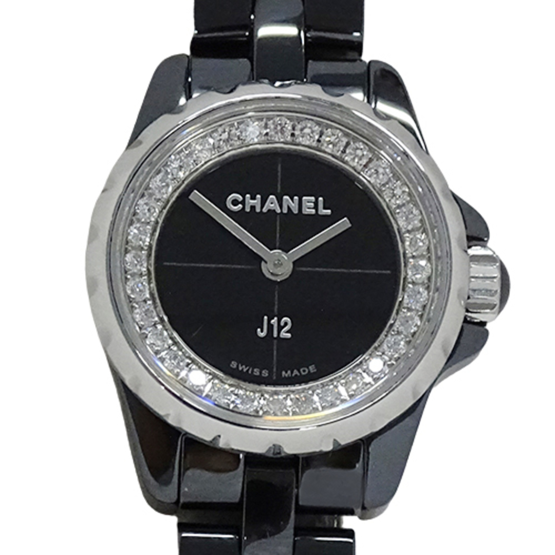 シャネル CHANEL 時計 レディース ブランド J12 XS ダイヤモンド クオーツ QZ セラミック ステンレス SS H5235 19ｍｍ  ブラック シルバー 磨き済み【中古】