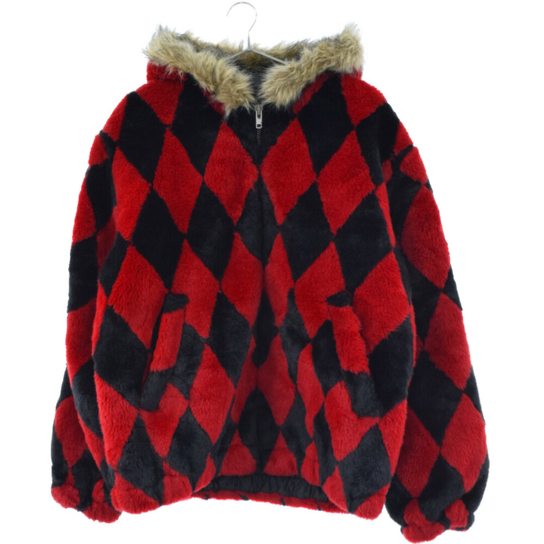 SUPREME シュプリーム 18AW Diamond Faux Fur Jacket ダイアモンド ファージャケット ブラック/レッド