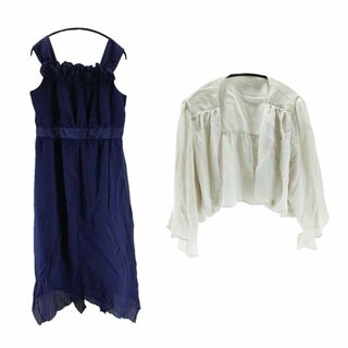 SS2225◇ 新品 ドレス ボレロ 2点セット 胸元フリル ノースリーブ(ロングワンピース/マキシワンピース)