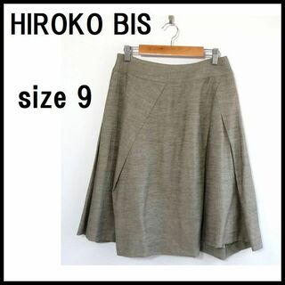 ヒロコビス(HIROKO BIS)のヒロコビス レディース ひざ丈 スカート 麻混 Mサイズ(ひざ丈スカート)